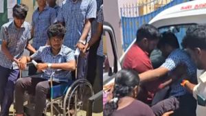 ஆம்புலன்ஸில் வீல் சேரில் வந்து +2 தேர்வு எழுதிய மாணவரை ஞாபகம் இருக்கா? 565 மார்க் எடுத்து அசத்தல்!
