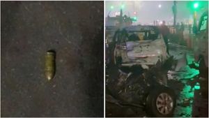 வெடித்து சிதறிய காருக்கு அருகே.. துப்பாக்கி தோட்டா! யாருடைய வேலை இது? விசாரணை தீவிரம்