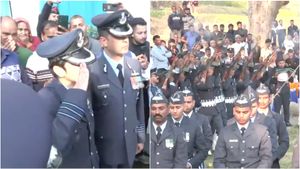 துப்பாக்கி குண்டுகள் முழங்க.. முழு ராணுவ மரியாதையுடன் விங் கமாண்டர் உடல் அடக்கம்!