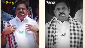 கொளத்தூரில் நேற்று பேசியதை இன்று சேப்பாக்கத்தில் முற்றிலும் மறுத்துப் பேசிய எடப்பாடி பழனிசாமி