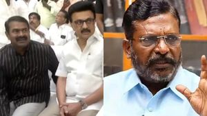 கருணாநிதியின் பேனா சிலையை உடைப்பேன்னு சொன்னவருடன் கொஞ்சி குலாவல்! திருமாவளவனின் மறைமுக தாக்கு