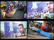 కారు బ్యాట్, బంతి: సచిన్‌కు తెలుగోడి వీడ్కోలు(పిక్చర్స్)