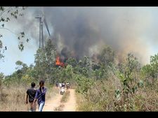 తిరుమల కొండల్లో కార్చిచ్చు, హెలికాప్టర్లపై ప్రతిష్టంభన