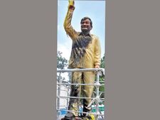 మాధవరెడ్డి విగ్రహానికి నిప్పు: రాస్తారోకో, క్షీరాభిషేకం చేసిన సతీమణి
