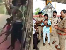 కలకలం: కత్తులు చేతబట్టి, రైలుకు వేలాడుతూ యువకుల వీరంగం