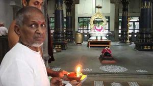 ఎస్పీ బాలు కోసం దీపం వెలిగించిన ఇళయరాజా: తిరువన్నమలై ఆలయంలో నివాళి 