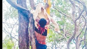 ఘోర ప్రమాదం-20 మీ. ఎగిరి చెట్టు  కొమ్మకు చిక్కుకుని-వేలాడుతూనే మృతి