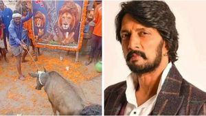Birthday: రెండు సింహాల మద్యలో హీరో ఫోటోలు, పుట్టిన రోజు దున్నపోతును బలి ఇచ్చిన ఫ్యాన్స్, వైరల్!