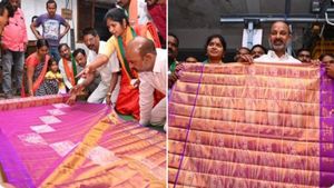 అయోధ్య రాముడికి తెలంగాణ నుంచి మరో కానుక: సిరిసిల్ల బంగారు చీర