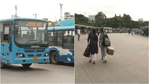 బెంగళూరులో స్తంభించిన బస్సులు- బోసిపోయిన `మెజస్టిక్`