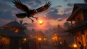 కార్తీక దీపంతో నాలుగు ఇళ్ళు బూడిద చేసిన కాకి!