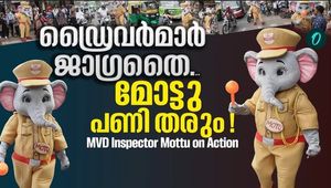 The official symbol of the Kerala Motor Vehicles Department, the baby elephant Mottu, is becoming an active presence in road safety awareness programs