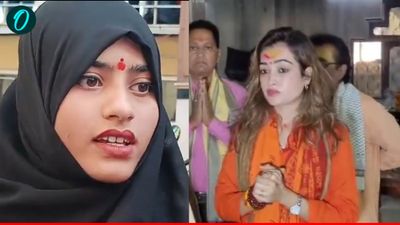 Harsha Richhariya फिर चर्चा में, सनातन यात्रा में अलीशा के माथे पर तिलक और चेहरे पर नकाब देख लोग हैरान!