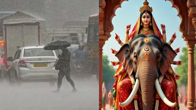 दुर्गा पूजा में कोलकाता पर आसमानी आफत, हाथी पर सवार होकर आईं मां, क्या दोनों में है कोई कनेक्शन?