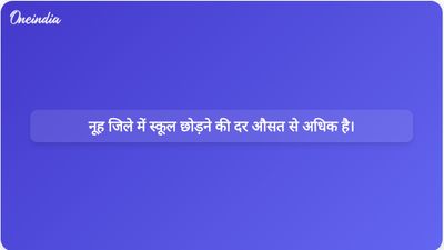 नूह जिले में प्राथमिक और माध्यमिक विद्यालयों में ड्रॉपआउट दर राज्य के औसत से अधिक है।
