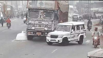Video: Split-Second Turn, Truck Topples Onto Bolero in Rampur, Driver Crushed to Death