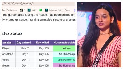 Bigg Boss Tamil 9 Winner Is Divya Ganesh: Wikipedia Page Leaks Results Before Finale