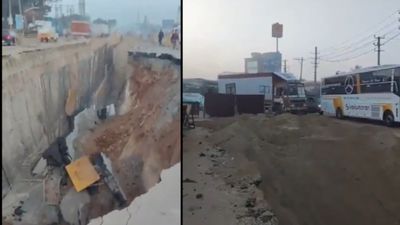 NH-44 Cave-In Near Attibele Causes Long Delays for Commuters, Bengaluru–Hosur Traffic Disrupted