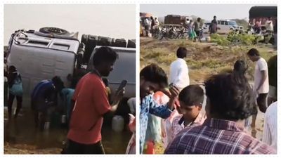 21,000 Litres of Ghee Spilled as Tirumala Tanker Overturns, Villagers Rush With Buckets - Watch