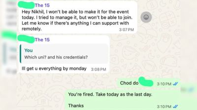 Gurugram Startup Founder Fires Employee Over WhatsApp, Says ‘Consider Today Your Last Day’; Netizens React