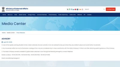 India Issues Advisory For Citizens In Iran Amid Regional Tensions