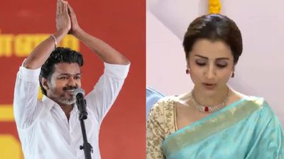 Trisha Krishnan Arrives For TVK Chief Vijay’s Historic Tamil Nadu CM Oath Ceremony In Chennai