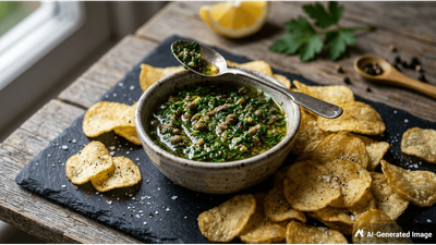 Anchovy Herb Salsa Verde: A Spanish-Inspired Dip with Parsley, Rosemary and Thyme