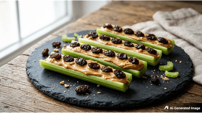 Ants on a Log: Quick Celery Snack with Peanut Butter and Raisins