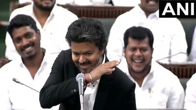 Tamil Nadu CM Vijay Mimi s Stalin In Assembly; DMK Walks Out