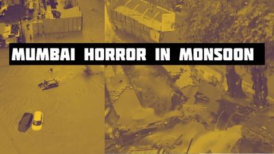 Mumbai Under Red Alert: Road Cave-In, Waterlogged Streets And Scary Monsoon Visuals | Watch