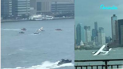 Plane Crashes Into New York's East River With 10 People On Board, Watch