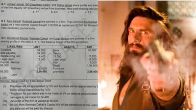 Viral ಆಯ್ತು ಅಕೌಂಟ್ಸ್ ಪ್ರಶ್ನೆಪತ್ರಿಕೆ: ಪರೀಕ್ಷೆಯಲ್ಲೂ ಮಿಂಚಿದ 'ಧುರಂಧರ್: ದಿ ರಿವೆಂಜ್' ಸಿನಿಮಾದ ಪಾತ್ರಗಳು