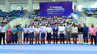ଭୁବନେଶ୍ୱରରେ ଐତିହାସିକ ମୁହୂର୍ତ୍ତ: କଳିଙ୍ଗ ଷ୍ଟାଡିୟମରେ ପ୍ରଥମ ଜାତୀୟ ଇନ୍‌ଡୋର ଆଥଲେଟିକ୍ସ ଚାମ୍ପିୟନସିପ୍-୨୦୨୬ ଉଦ୍‌ଘାଟିତ