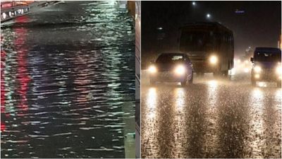 நீச்சல் குளமான பூந்தமல்லி மேம்பாலம்.. வடியாமல் நிற்கும் மழைநீர்.. சிரமத்துடன் பயணித்த மக்கள்! 