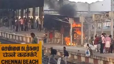 சென்னை பீச் ரயில் நிலையத்தில் திடீரென பற்றி எரிந்த தீ.. பதறி ஓடிய பயணிகள்.. விபத்துகான காரணம் என்ன?