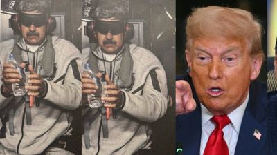 கண்களில் கருப்பு துணி.. கைவிலங்கு! அமெரிக்க ராணுவத்தால் பிடித்து செல்லப்பட்ட வெனிசுலா அதிபர் போட்டோ