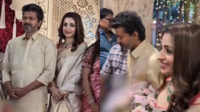 Vijay Trisha: ஜோடியாக வந்த விஜய் திரிஷா.. சென்னையில் நடந்த திருமண நிகழ்ச்சி.. ஒரே காரில் வந்து பங்கேற்பு