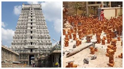 இந்தா ஆரம்பிச்சுட்டாயிங்கல்ல.. திருவண்ணாமலையில் செங்கல் வைத்து வழிபாடு செய்யும் ஆந்திர பக்தர்கள்