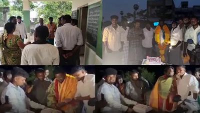 அரசுப் பள்ளி வளாகத்தில் கேக் வெட்டி பிறந்தநாள் கொண்டாடிய தவெக நிர்வாகி.. ஆய்வும் செய்ததால் சர்ச்சை!