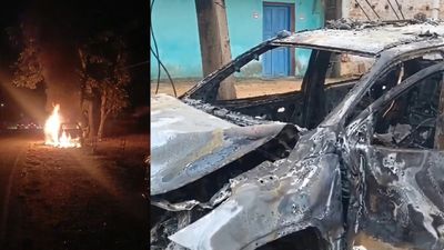 பாஜக பிரமுகர் உயிரோடு எரித்து கொலை.. லாரிகளை வைத்து காரை பிளாக் செய்து வெறிச்செயல்! பகீர்