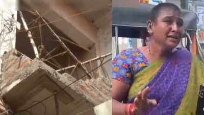 பால்கனி சுவர் விழுந்து பெண் காயம்! 