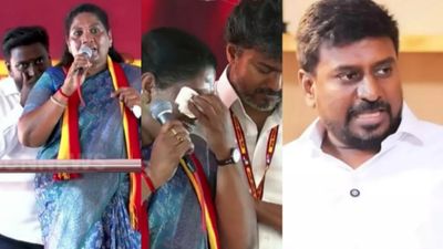 தாராபுரம் சத்தியபாமா கண்ணீர் விடுவதற்கு முன்பு அவரது காதில் சொன்னது என்ன? ராஜ்மோகன் விளக்கம்