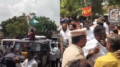விஜய் ரோடு ஷோவில்.. குறுக்கே வந்த நாம் தமிழர் கட்சியினர்! காவல்துறையினருடன் வாக்குவாதம்!