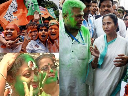 (ছবি) ভোটের ফল বেরনোর পর রাজ্য জুড়ে উল্লাসের চিত্র