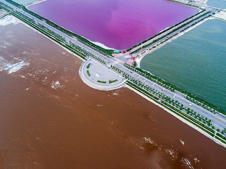 চিনের লেকে অত্যাশ্চর্য ঘটনা, দুই রঙে বদলে গেল জল