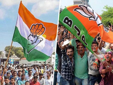 হিন্দি বলয়ে বিজেপি-কে মাত কংগ্রেসের, তেলেঙ্গানা ও মিজোরমে গোলাপী-সবুজ রঙের দাপট