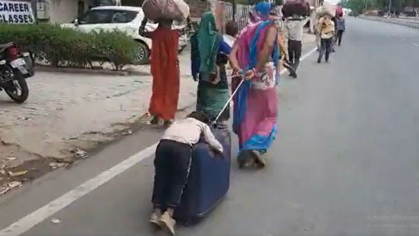 পাঞ্জাব থেকে ঝাঁসি, স্যুটকেসের ওপর ঘুমন্ত ছেলেকে নিয়ে হাঁটছেন পরিযায়ী মা