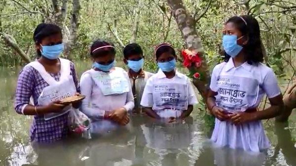 সুন্দরবনে গাছকে রাখি পরিয়ে অনন্য উদযাপন