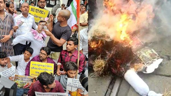 কলকাতার বুকে 'লুঠের টাকার' বৃষ্টি, প্রতিবাদে পুড়ল পার্থ চট্টোপাধ্যায়ের কুশপুতুল