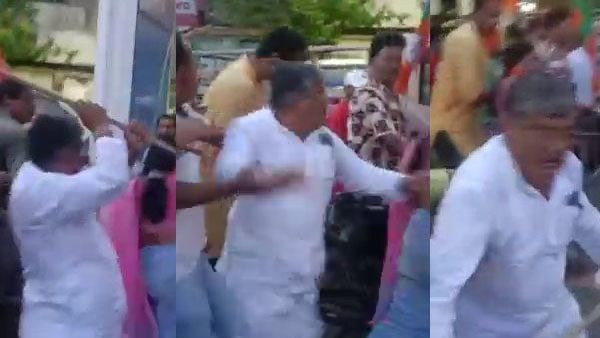 ‘তৃণমূলের সবাই চোর’! বিজেপির মুখে স্লোগান শুনেই লাঠি উঁচিয়ে তেড়ে গেলেন বিধায়ক